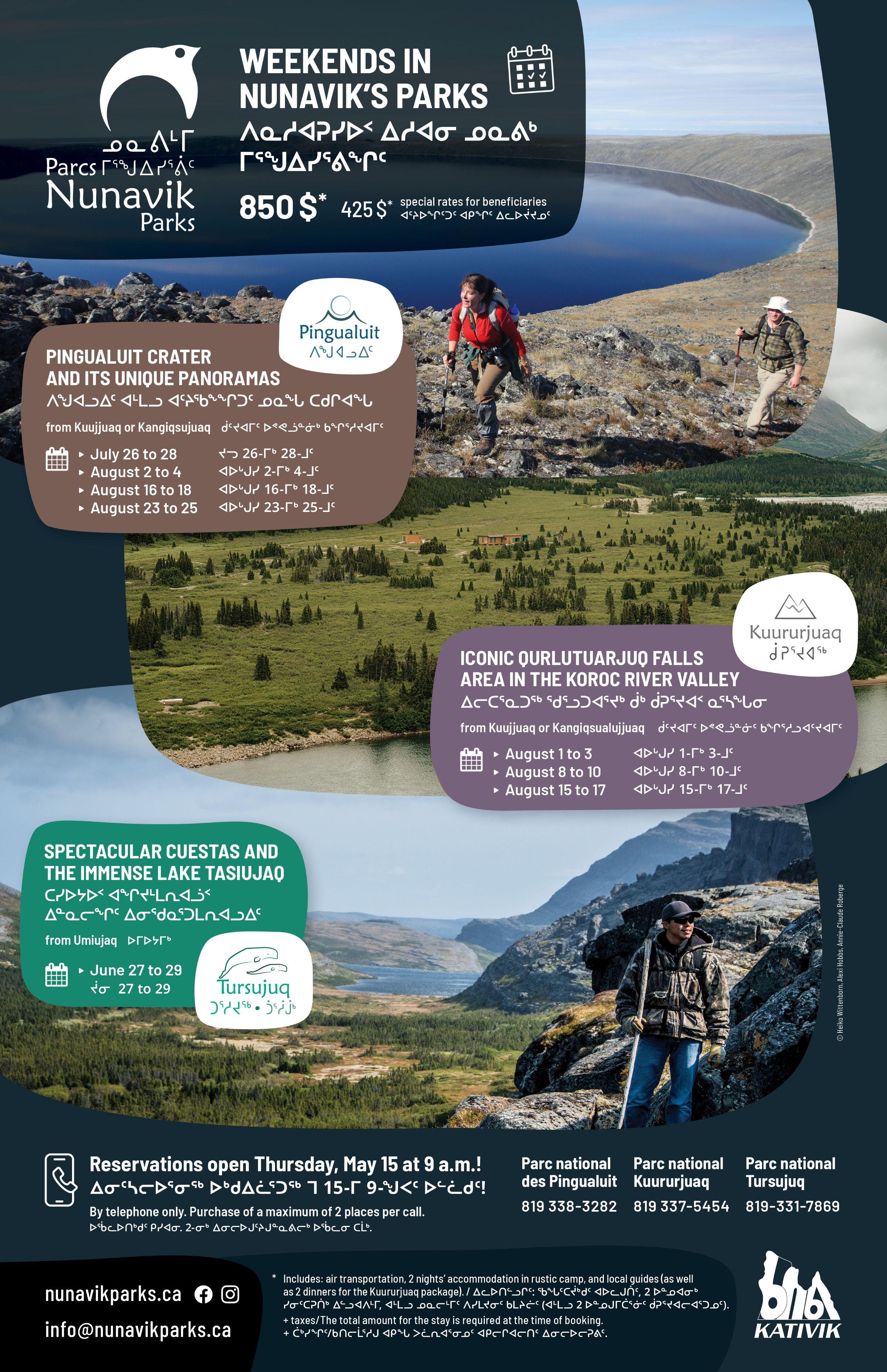 Bilingue Affiche forfaits weekends Nunavik Parks 2025